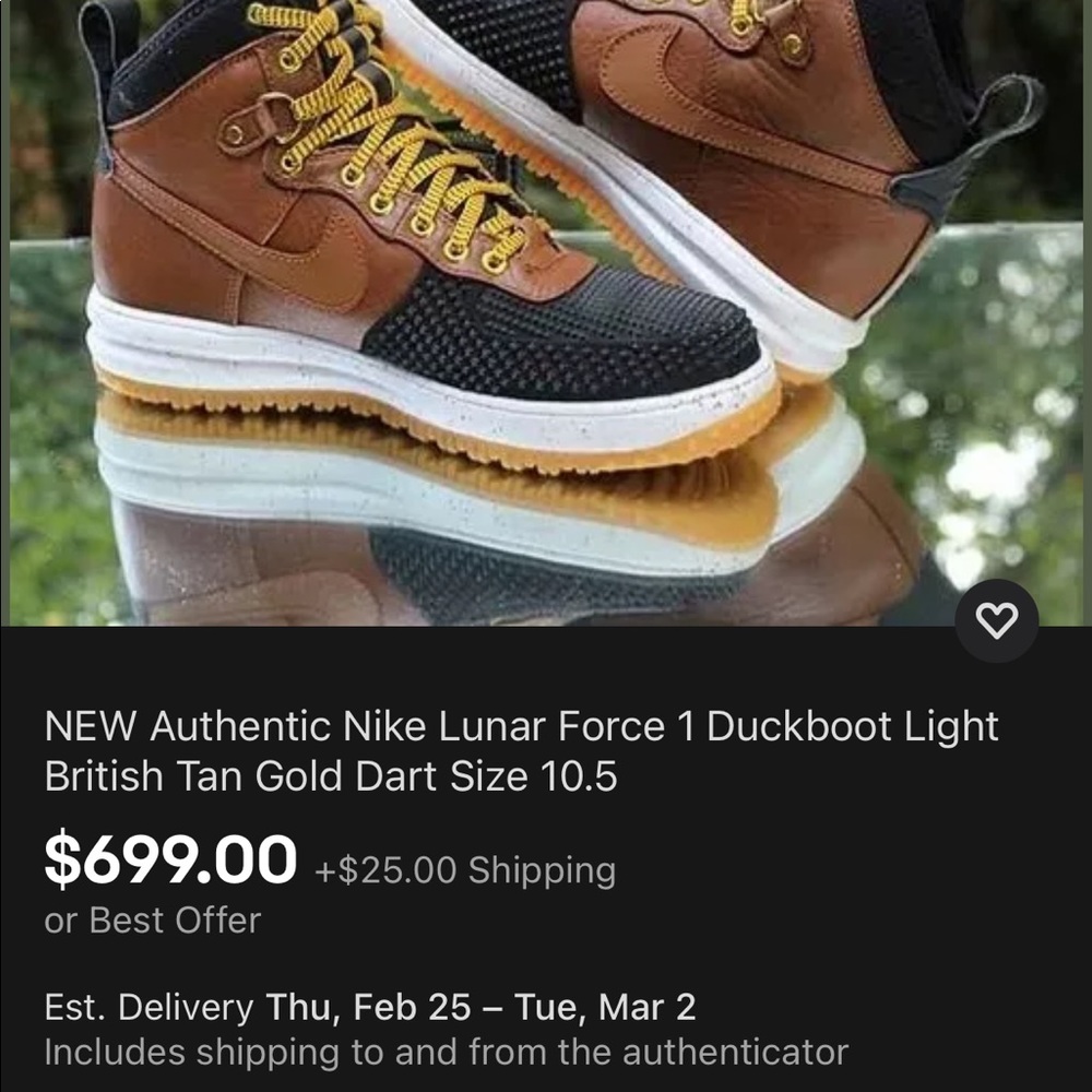 COLLECTABLE! Nike Lunar Force 1 Duckboot Metallic Gold - Picture 10 of 10